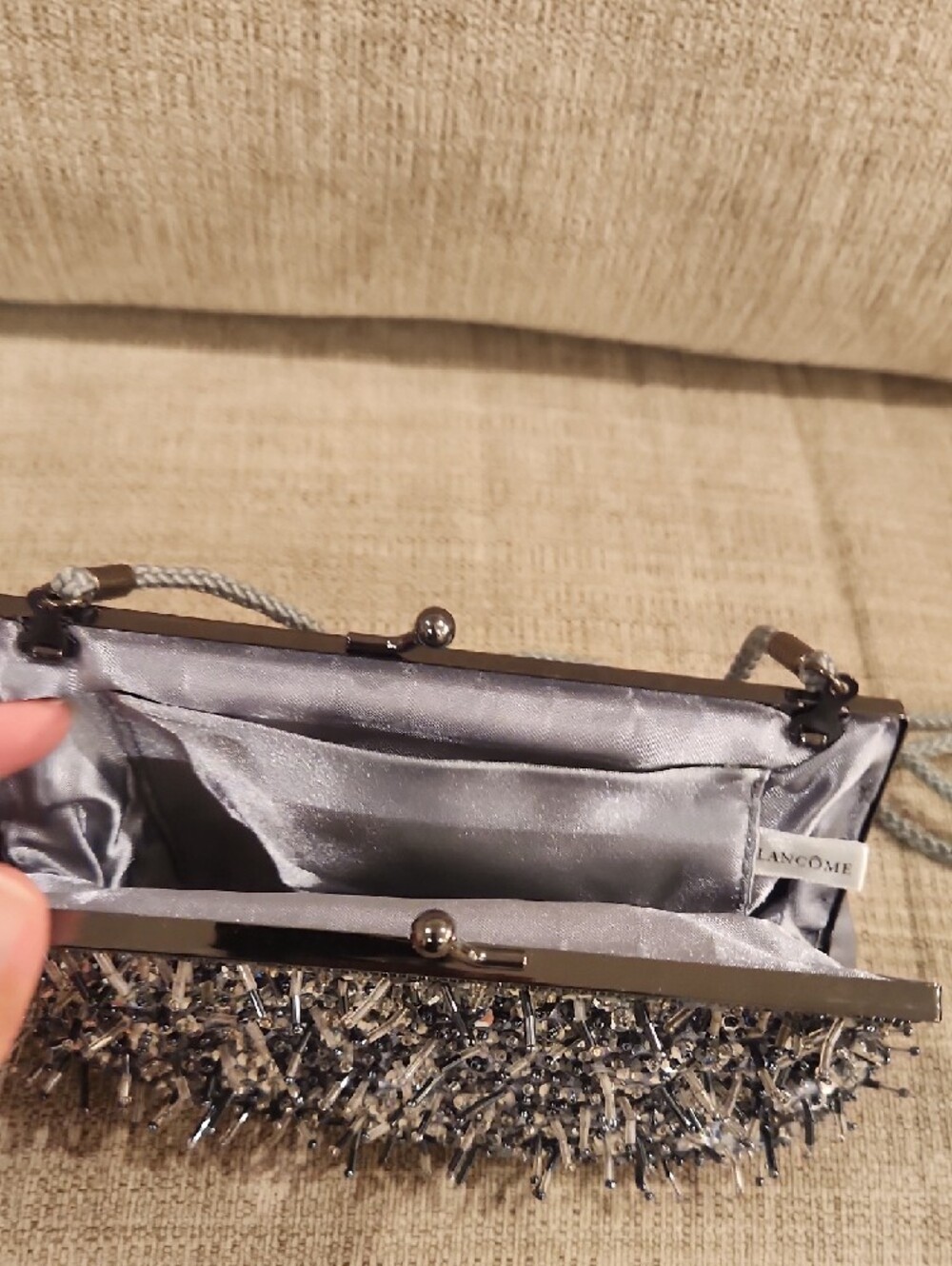 Sequined Evening Shoulder Bag in Black and Silver - Picture 3 of 6